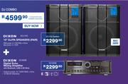 Dixon 15" DJ/PA Speakers (Pair) SDJ1505 + Dixon Digital Echo Mixing Amplifier K2150USB Combo