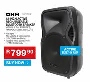 OHM 12 Inch Active Rechargeable Bluetooth Speaker T-AP 120-02