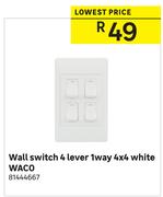 Waco Wall Switch 4 Lever 1 Way 4 x 4 (White)
