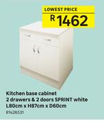 Sprint Kitchen Base Cabinet 2 Drawers & 2 Doors (White) L80cm x H87cm x D60cm