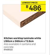 Kitchen Worktop Laminate (White) L180cm x D60cm x T2.8cm