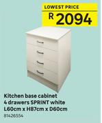 Sprint Kitchen Base Cabinet 4 Drawers (White) L60cm x H87cm x D60cm