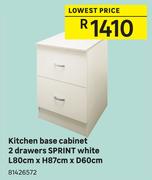 Sprint Kitchen Base Cabinet 2 Drawers (White) L80cm x H87cm x D60cm