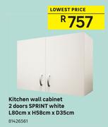 Sprint Kitchen Wall Cabinet 2 Doors (White) L80cm x H58cm x D35cm