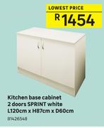 Sprint Kitchen Base Cabinet 2 Doors (White) L120cm x H87cm x D60cm