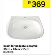 Ceramic Basin For Pedestal 57cm x 48cm x 15cm