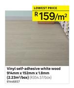 Vinyl Self Adhesive White Wood 914mm x 152mm x 1.8mm-Per Sqm