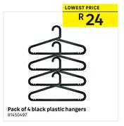 Black Plastic Hangers-4's Per Pack