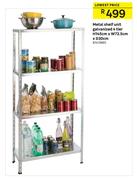 Metal Shelf Unit Galvanized 4 Tier H145cm x W72.5cm x D30cm