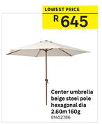Center Umbrella Beige Steel Pole (Hexagonal) Dia 2.60m 160g