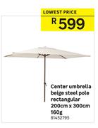 Center Umbrella Beige Steel Pole (Rectangular) 200cm x 300cm 160g
