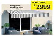 Awning 3m x 2m In White & Grey Stripes