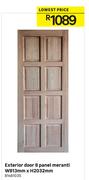 Exterior Door 8 Panel Meranti W813mm x H2032mm