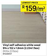 Vinyl Self Adhesive White Wood 914 x 152 x 1.8mm (2.23 Sqm/Box)