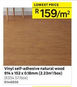 Vinyl Self Adhesive Natural Wood 914 x 152 x 0.18mm (2.23 Sqm/Box)