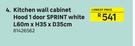Sprint Kitchen White 1 Door Hood Kitchen Wall Cabinet L60m x H35 x D35cm