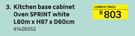 Sprint Kitchen White Oven Kitchen Base Cabinet L60m x H87 x D60cm