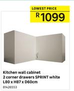 Sprint Kitchen White 2 Corner Drawers Kitchen Wall Cabinet L80 x H87 x D60cm