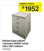 Sprint Kitchen White 4 Drawers Kitchen Base Cabinet L60 x H87 x D60cm