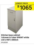 Sprint Kitchen White 1 Drawer & 1 Door Kitchen Base Cabinet L40x H87 x D60cm