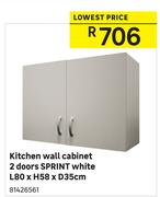 Sprint Kitchen White 2 Doors Kitchen Wall Cabinet L80 x H58 x D35cm