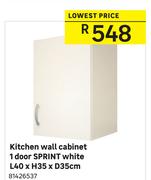 Sprint Kitchen White 1 Door Kitchen Wall Cabinet L40 x H35 x D35cm