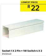 Socket 1 x 2 Pin + 1W Switch 4 x 2
