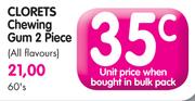 Clorets Chewing Gum 2 Piece (All Flavours)-60's