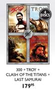 300 + Troy + Clash Of The Titans + Last Samurai DVD