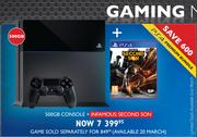 PS4 500GB Console + Infamous:Second Son