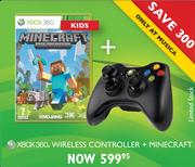 XBOX 360 Wireless Controller + Minicraft
