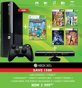Xbox360 4GB Console+Kinect+Minecraft+Adventures+Kinect Sports2+StarWars:TheForceUnleashedII+StarWars