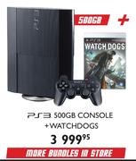 PS3 500GB Console + Watchdogs