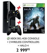 XBOX 360 4GB Console + 2 Wireless Controllers + Halo 4