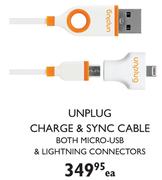 UnPlug Charge & Sync Cable Both Micro-USB & Lightning Connectors-Each