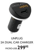 UnPlug 2A Dual Car Charger Micro-USB
