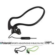 Polaroid Sports Headphone W/Built-In Mic Each