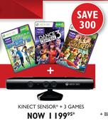 Xbox 360 Kinect Sensor + 3 Games