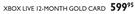 Xbox Live 12-Month Gold Card
