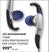 Sennheiser CX685 High-Performance Ear Canal Phones-Per Pair
