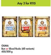 Ouma Bun Or Sliced Rusks (All Variants)-For Any 3 x 450g