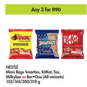 Nestle Minis Bars Smarties, Kitkat, Tex, Milkybar Or Barone (All Variants)-For 3 x 152/160/200/210g