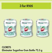 Clorets Eliminator Sugarfree Gum Bottle-For 3 x 72.5g