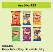 Willards Cheese Curls Or Flings (All Variants)-For Any 6 x 150g