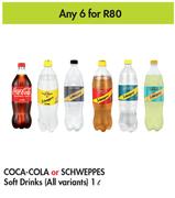 Coca Cola Or Schweppes Soft Drinks (All Variants)-For Any 6 x 1L