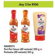 Nando's Peri Peri Sauce (All Variants) 250g Or Perinaise (All Variants) 265g-For Any 3