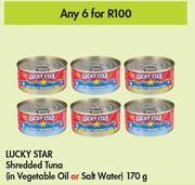 Lucky Star Shredded Tuna In Vegetable Oil Or Salt Water-For Any 6 x 170g
