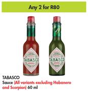 Tabasco Sauce (All Variants Excluding Habanero & Scorpion)-For Any 2 x 60ml