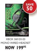 Xbox 360 EX-03 Mono Wired Headset