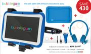 Bubblegum Accessories Bundle Tablet+Car Mount+Cover+Car Charger+Earphones